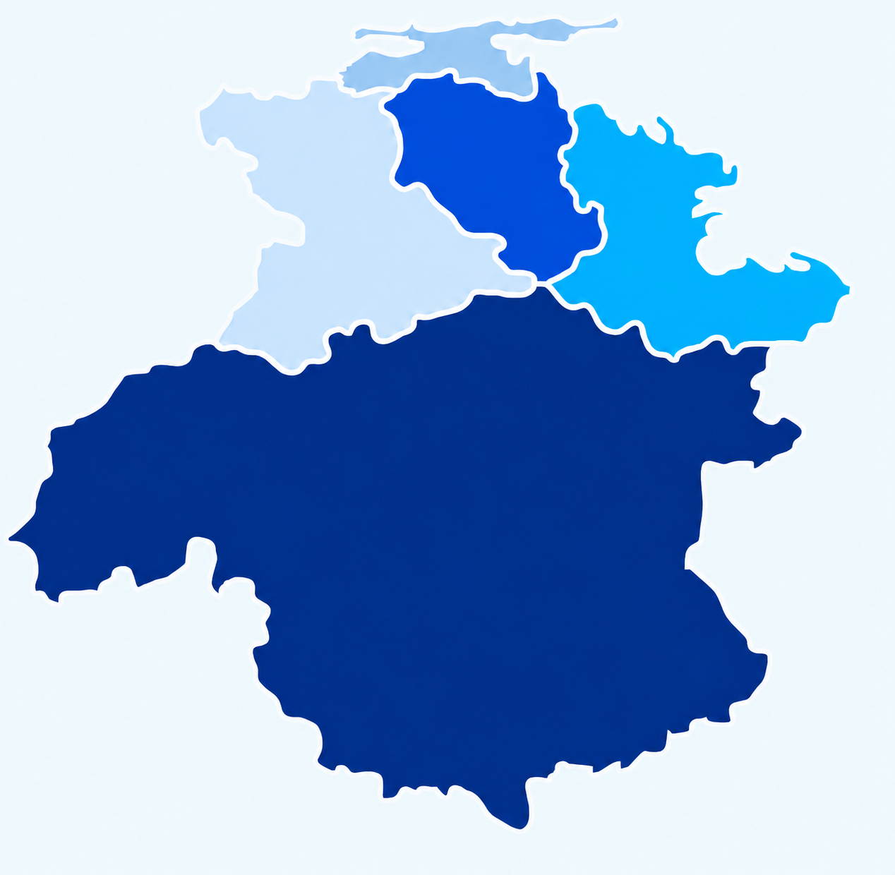 Mapa azul de Bolívar, Anzoátegui, Monagas, Sucre y Delta Amacuro